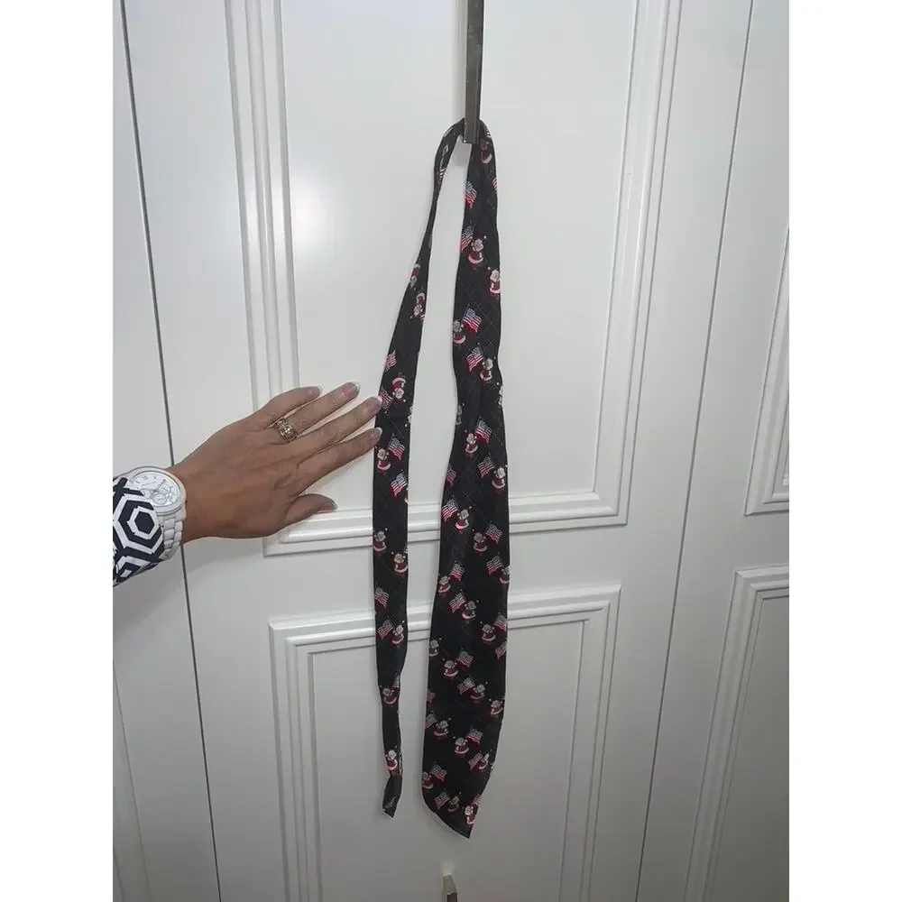 Holiday Traditions Men's Patriotic Santa Claus‎ Silk Necktie Christmas USA Flag